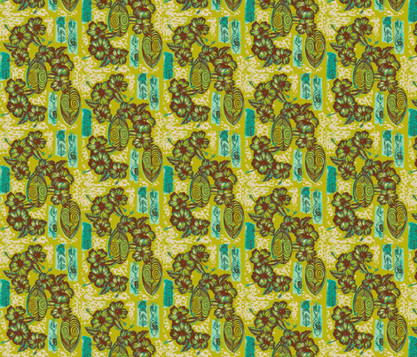 Honiara Hibiscus in sprouted fern fabric by sophista-tiki on Spoonflower - custom fabric