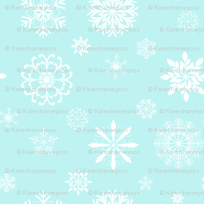 Snowflakes on aqua