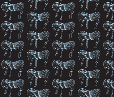 Horses in Black and Blue fabric by suebee on Spoonflower - custom fabric