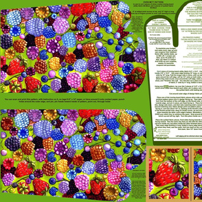 All The Berries Oven Mitt Pattern With Instruction Piece Pattern Plus Ornament Pattern  on Fat Quarter