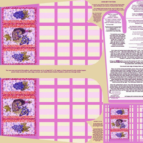 Lilac and Cream Plaid with Wine and Grapes Oven Mitt Pattern and Instructions Piece Pattern plus Ornament Pattern On Fat Quarter by Kristie Hubler