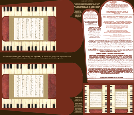 Piano With My Song Oven Mitt Pattern and Ornament Pattern plus Instructions Piece Pattern on Fat Quarter by Kristie Hubler fabric by fabricatedframes on Spoonflower - custom fabric