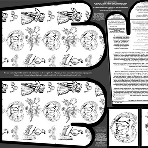 Black Toile Oven Mitt Pattern and Ornament Pattern plus Instruction on Piece Pattern on Fat Quarter by Kristie Hubler
