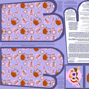 Tea Time Oven Mitt Pattern and Ornament Pattern plus Instructions on Piece Pattern on Fat Quarter by Kristie Hubler