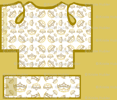 Queen of Hearts Crown XS Dog Jacket and Bellyband Pattern with Tail On Fat Quarter by Kristie Hubler