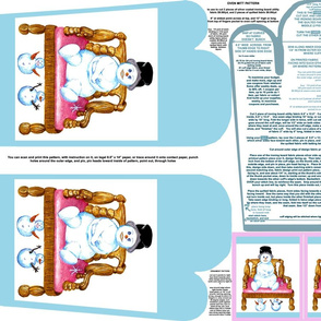 Snowman Sitting On Wood Chair Oven Mitt Pattern and Ornament Pattern plus Instructions on Piece Pattern on Fat Quarter by Kristie Hubler