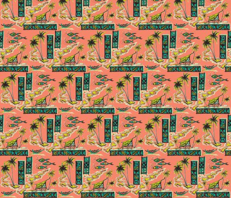 Tapa Islands in Coral Sea fabric by sophista-tiki on Spoonflower - custom fabric