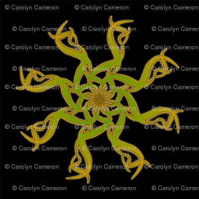 Green/Gold Geometric Celtic Abstract by Schizoclectic.com