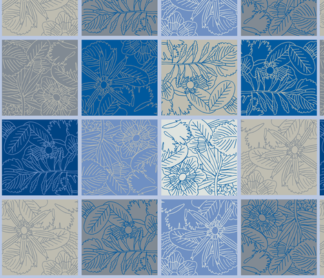 cocktail-napkins-set-linen-blue fabric by owlandchickadee on Spoonflower - custom fabric