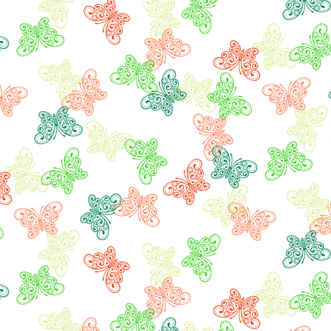 Small Moss Garden Butterflies fabric by siya on Spoonflower - custom fabric