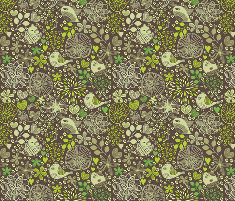 Vector doodle birds and flowers fabric by anastasiia-ku on Spoonflower - custom fabric