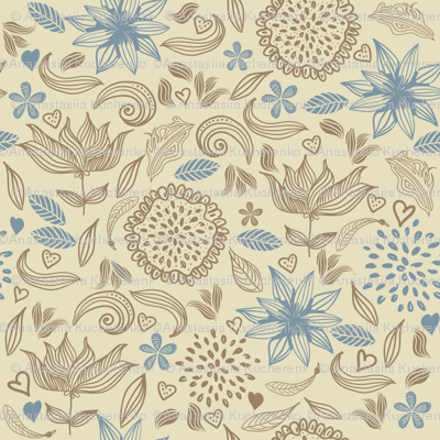 doodle vintage flowers