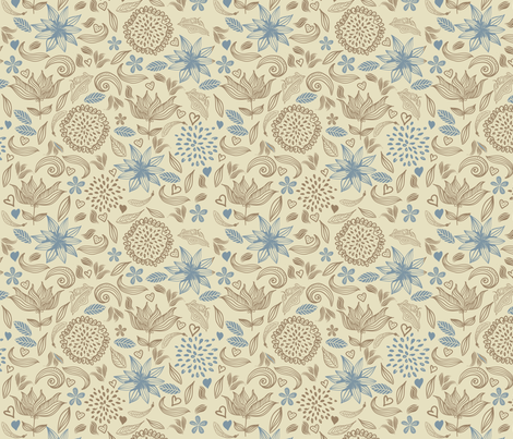 doodle vintage flowers fabric by anastasiia-ku on Spoonflower - custom fabric