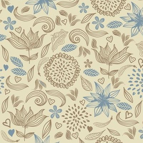 doodle vintage flowers