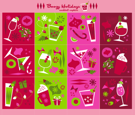 Boozy Holidays Cocktail Napkin Set fabric by acbeilke on Spoonflower - custom fabric