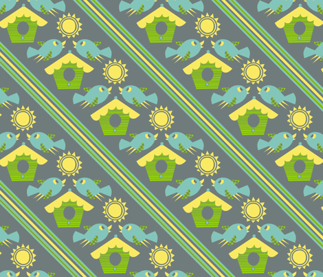 Happy Home Birdie fabric by super_hoot on Spoonflower - custom fabric