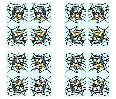 Feathered Friends: Winter Birds Cocktail Napkins Set fabric by kdl on Spoonflower - custom fabric