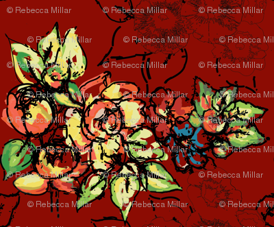 flowers & ink in red