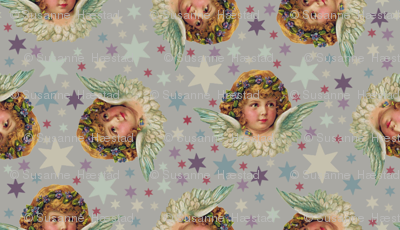 angels on grey background