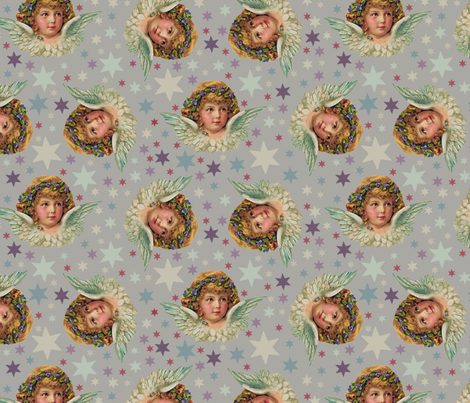 angels on grey background fabric by sydama on Spoonflower - custom fabric
