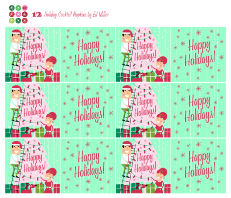 Holiday Cocktail Napkins fabric by edmillerdesign on Spoonflower - custom fabric