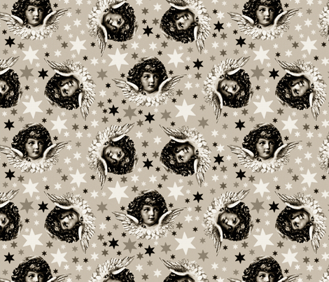 angels vintage brown fabric by sydama on Spoonflower - custom fabric