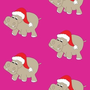 Santa-Hippo-Pink-Background