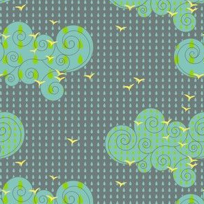 Birds in the rain