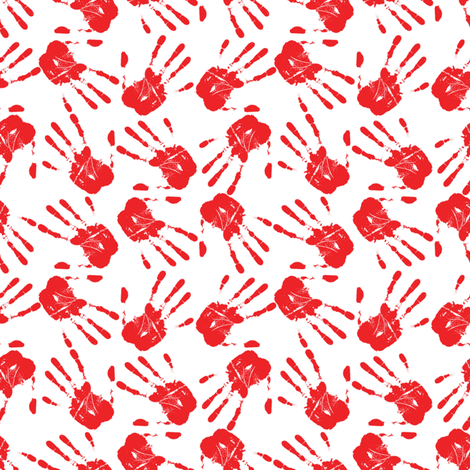 hands all over white red fabric by sydama on Spoonflower - custom fabric