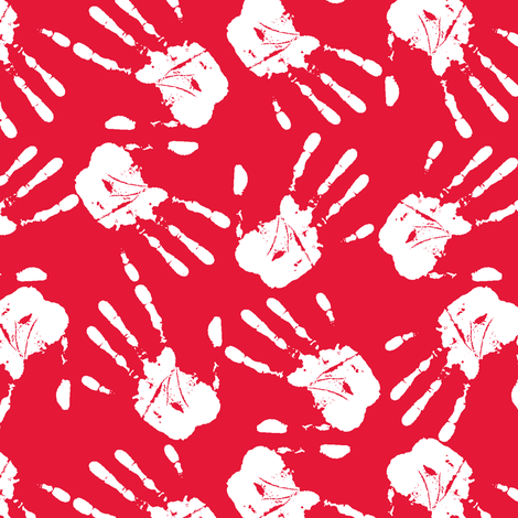 hands all over white red-ch-ch fabric by sydama on Spoonflower - custom fabric