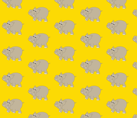 Hippo-Yellow fabric by coveredbydesign on Spoonflower - custom fabric