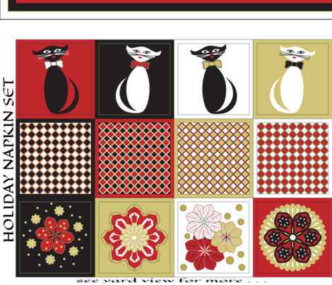 Christmas Cat Napkins & Table Runner  fabric by mag-o on Spoonflower - custom fabric