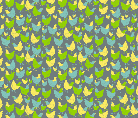 Scattered Hens on Grey fabric by coveredbydesign on Spoonflower - custom fabric