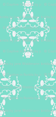 Turquoise and White Damask