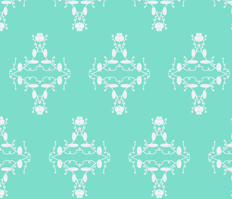 Turquoise and White Damask fabric by captiveinflorida on Spoonflower - custom fabric