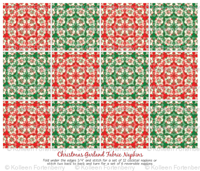 Christmas Garlands Fabric Napkins