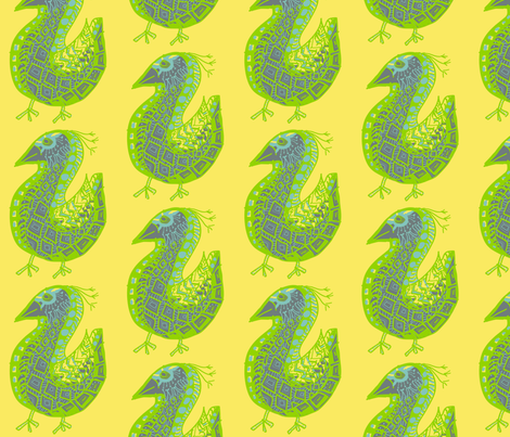 Pattern Bird, gray on yellow fabric by kcs on Spoonflower - custom fabric
