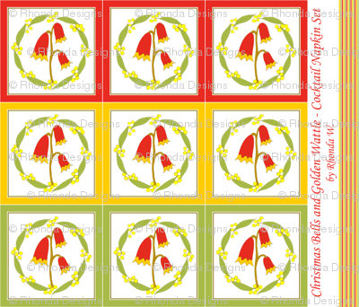 Christmas Bells and Golden Wattle - Cocktail Napkin Set