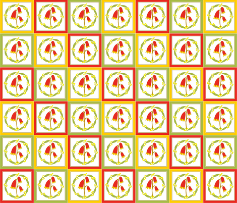 Christmas Bells and Golden Wattle -  Quilt  (Natural Heathland Colours) fabric by rhondadesigns on Spoonflower - custom fabric