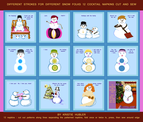 Different Strokes For Different Snow Folks 12 Holiday Cocktail Napkins on fat quarter by Kristie Hubler fabric by fabricatedframes on Spoonflower - custom fabric