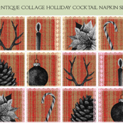 Antique collage holliday cocktail napkin set