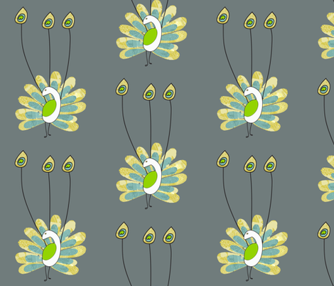 Peacock_Three_Feathers fabric by littleredcat on Spoonflower - custom fabric