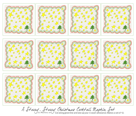 Starry, starry Christmas Cocktail Napkin fabric by summerdaystudio on Spoonflower - custom fabric