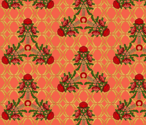 Formal waratahs fabric by su_g on Spoonflower - custom fabric