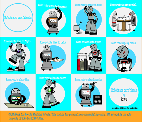 Robots Are Our Friends cloth book fabric by kiwicuties on Spoonflower - custom fabric
