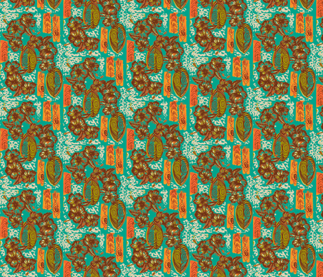 Honiara hibiscus in papaya seed fabric by sophista-tiki on Spoonflower - custom fabric