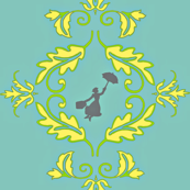 Flight of the Poppins Damask
