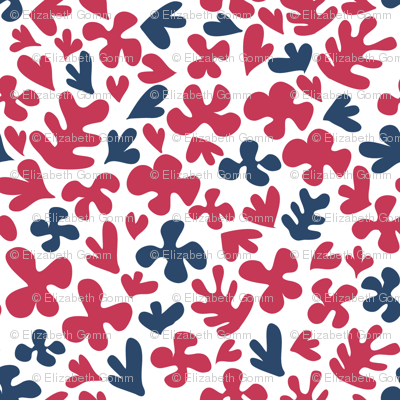 Matisse inspired fabric - blue & red