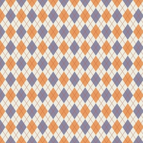 Cream, Dark Yellow, Purple Argyle