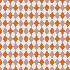 Mauve, Rust, and Cream Argyle